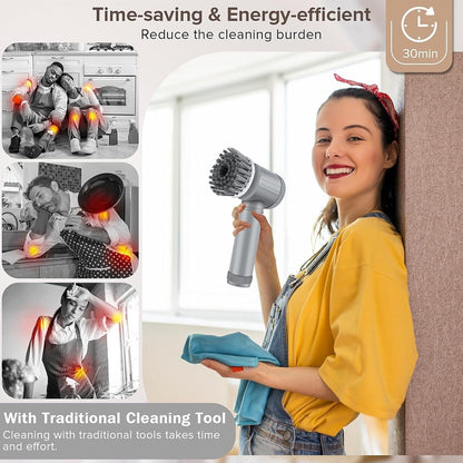 Revolutionize Your Cleaning Routine with the Rechargeable Electric Spin Scrubber and 6 Versatile Brush Heads