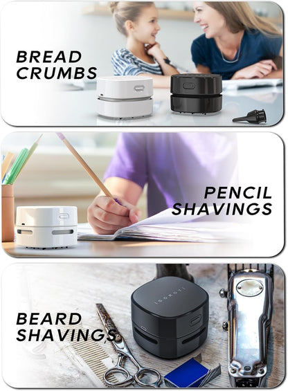 Sleek White Desk Vacuum Cleaner - Battery Excluded for Ultimate Convenience