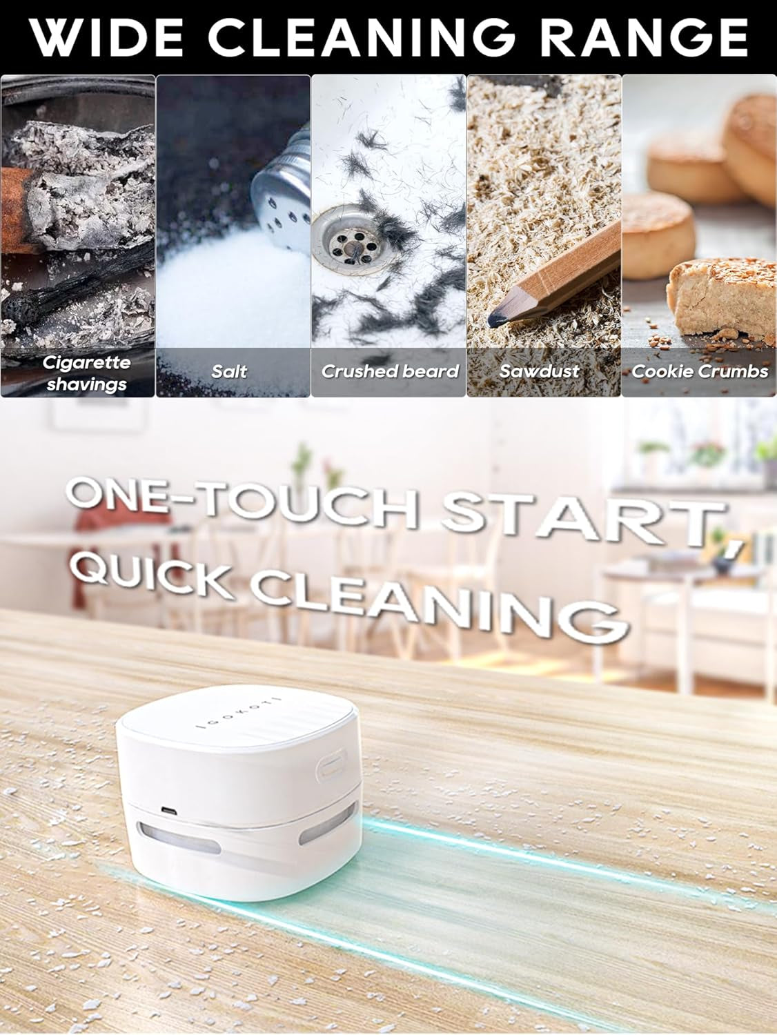 Sleek White Desk Vacuum Cleaner - Battery Excluded for Ultimate Convenience