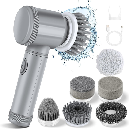Revolutionize Your Cleaning Routine with the Rechargeable Electric Spin Scrubber and 6 Versatile Brush Heads