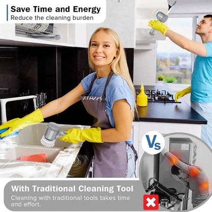 Revolutionize Your Cleaning Routine with the Rechargeable Electric Spin Scrubber and 6 Versatile Brush Heads