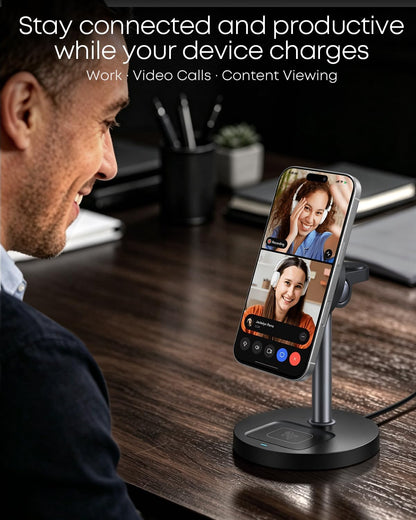 Ultimate 3-in-1 Magnetic Wireless Charging Station - 15W Fast Charger for iPhone, Apple Watch & AirPods - Sleek Black Design