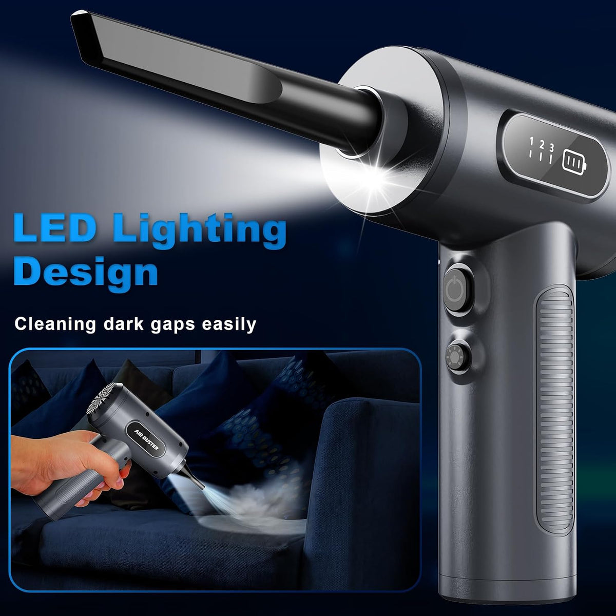 Powerful Rechargeable Cordless Air Duster - Ultimate Cleaning Solution for Home and Office