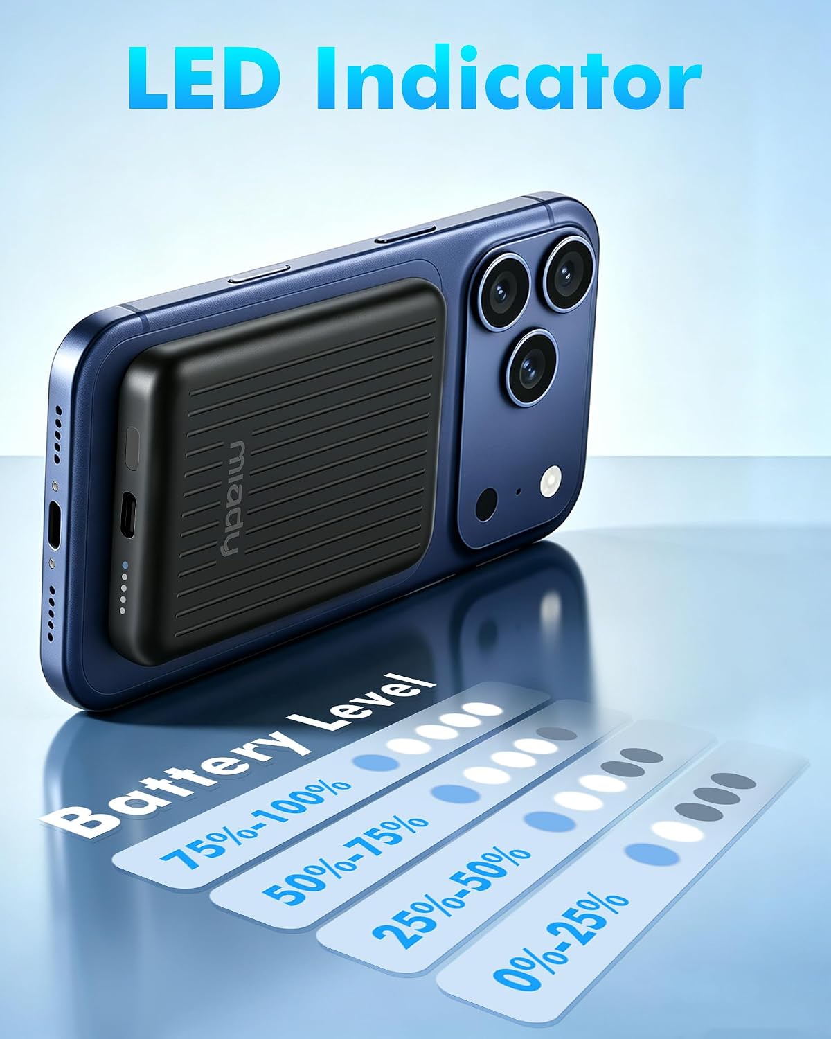 Magnetic 5000mAh Portable Charger for iPhone - Slim, Wireless & Convenient Power Bank