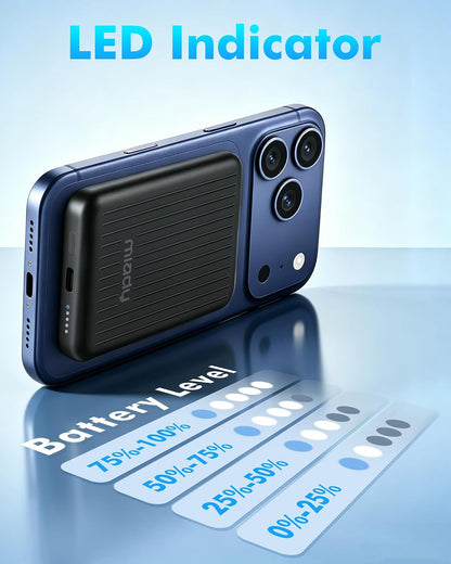 Magnetic 5000mAh Portable Charger for iPhone - Slim, Wireless & Convenient Power Bank