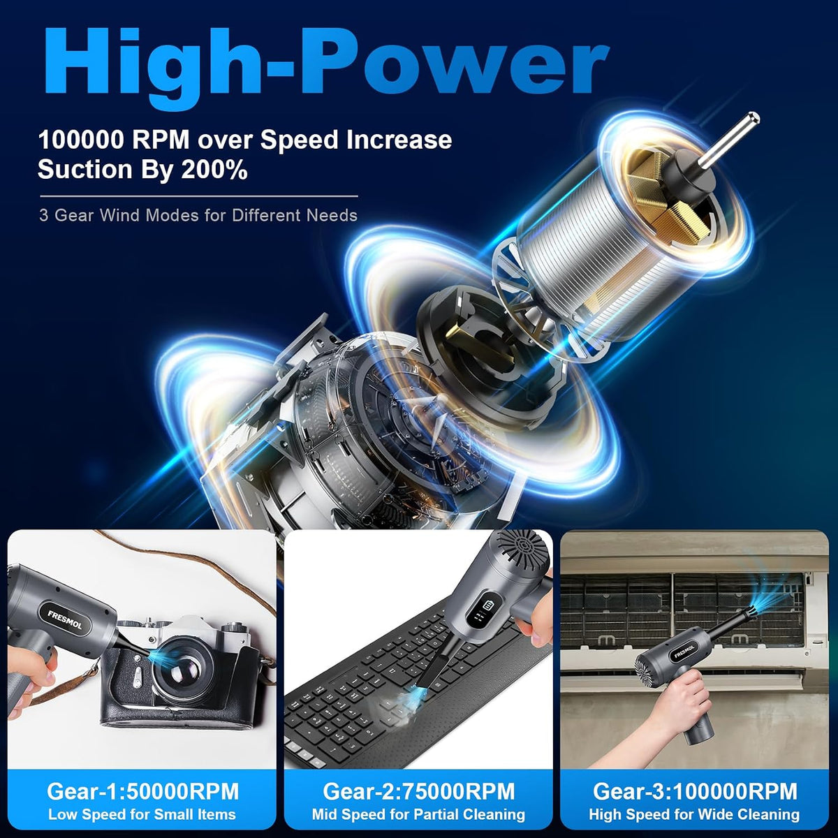 Powerful Rechargeable Cordless Air Duster - Ultimate Cleaning Solution for Home and Office