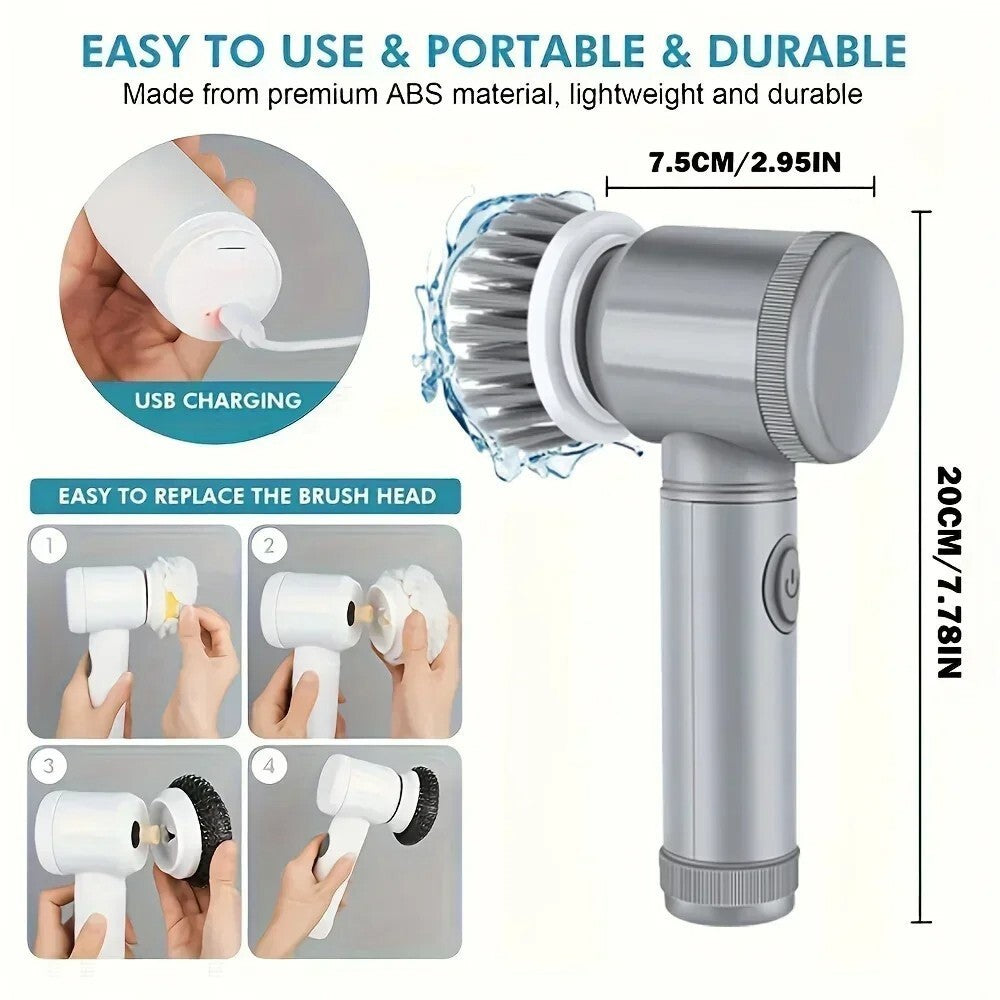 Revolutionize Your Cleaning Routine with the Rechargeable Electric Spin Scrubber and 6 Versatile Brush Heads