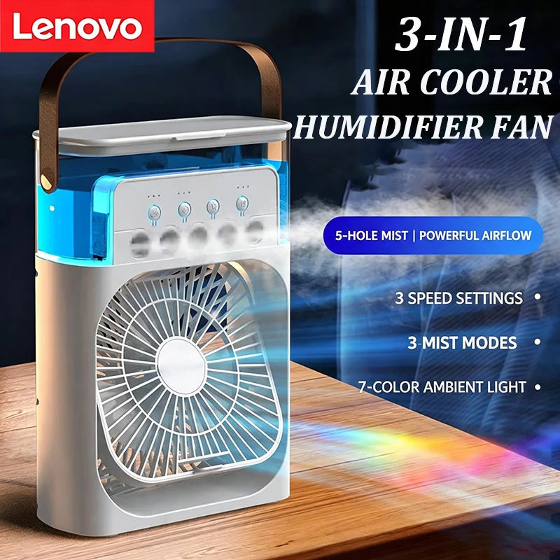  3-in-1 Portable Air Conditioner Fan with LED Night Light - Perfect for Home & Office