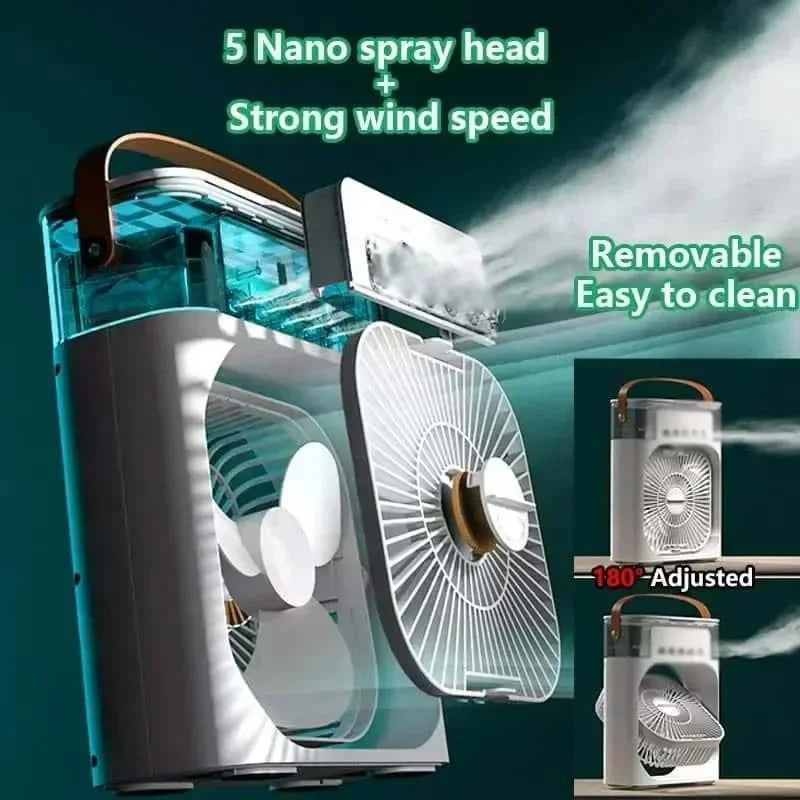  3-in-1 Portable Air Conditioner Fan with LED Night Light - Perfect for Home & Office