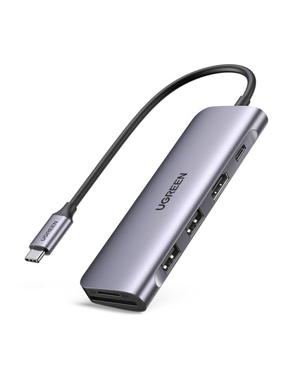 Elevate Your Connectivity with the 6-In-1 USB-C Hub: 4K HDMI, 3 USB 3.0 Ports, and SD/TF Card Reader - Perfect for Macbook, iPad, and iPhone 15 Pro/Pro Max in Sleek Silver
