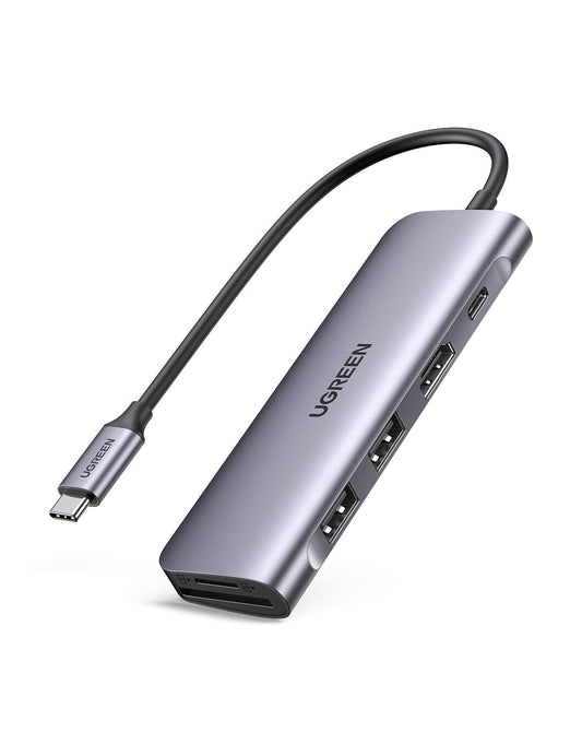 Elevate Your Connectivity with the 6-In-1 USB-C Hub: 4K HDMI, 3 USB 3.0 Ports, and SD/TF Card Reader - Perfect for Macbook, iPad, and iPhone 15 Pro/Pro Max in Sleek Silver